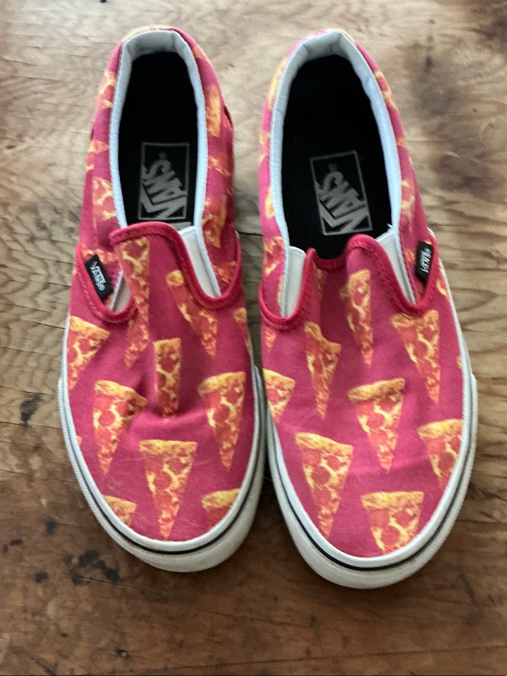 Vans Red Pizza Slip-On Sneakers with Pizza Print
